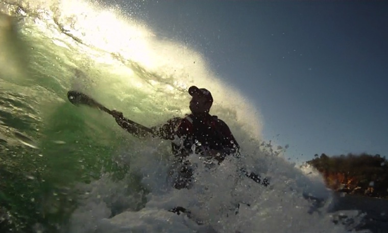 The Fat Paddler chasing highs in surf and rough water