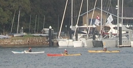 Fat Paddler's first kayak (centre, red/yellow yak)