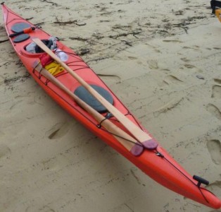 The shorter storm-paddle fits nicely on deck as a spare