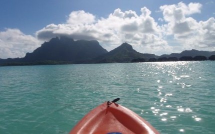 The view from Mark's kayak at Bora Bora The view from Mark's kayak at Bora Bora