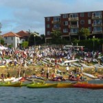 Boat launch zone PACKED with hundreds of paddlers