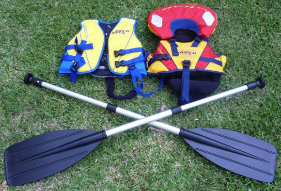 Kiddie sized canoe paddles will let your kids join in with the paddling