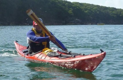 FP in his Valley Aquanaut with his first Greenland-style paddle
