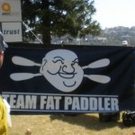 Team Fat Paddler at the Lifetsart Kayak for Kids finish
