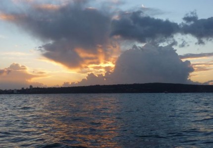 Dawn's first rays of sunlight
