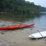 Two very different paddle craft sharing the water - Valley Aquanaut and SUP