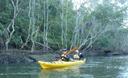 The barge entering the start of Scotts Creek