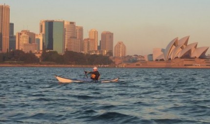 TFTK in the early morning amber light at sunrise, Opera House in background.