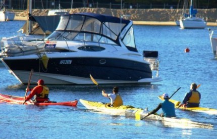 FP leading the crew away from The Spit at the start of the social paddle