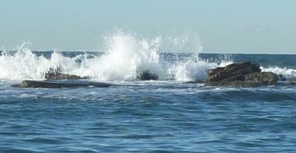 Froth and rocks.