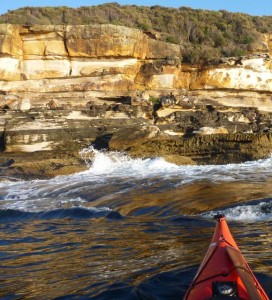 Water rushing back across the rock edges