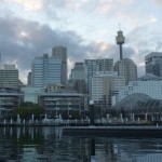 Early morning view of the city as I head off away from the Plastiki's mooring.