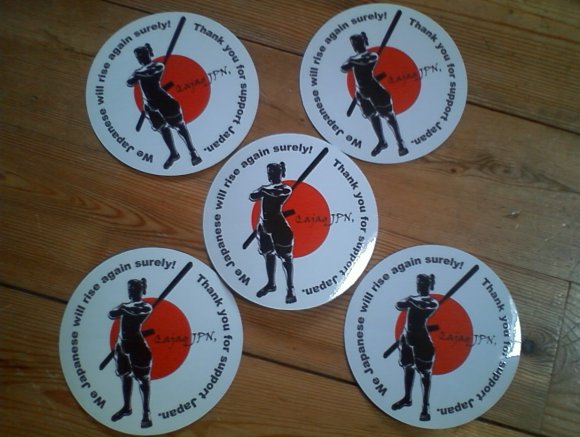 QajaqJPN Samurai Stickers - raising money for victims of the earthquakes and tsunamis