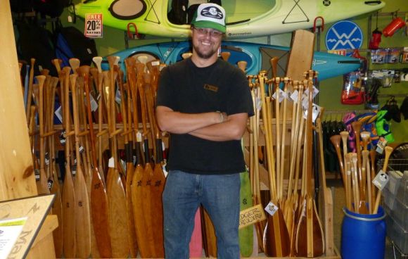 Randy from Algonquin Outfitters - and look at all those awesome paddles!