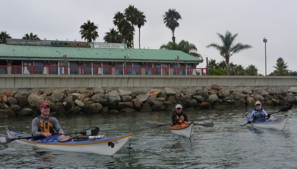 So Cal Kayakers at the Redondo Beach Marina - John, Gennifer and Sharon