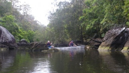 Exploring rock pools by boat, going places normal hikers can't reach