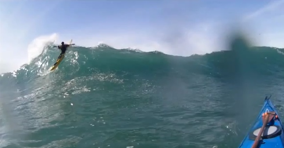 It takes a good sized set of Kahunas to ride the lips of waves like this!