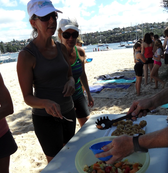 Fresh fruit and ANZAC biscuits... hmmm, yummo.