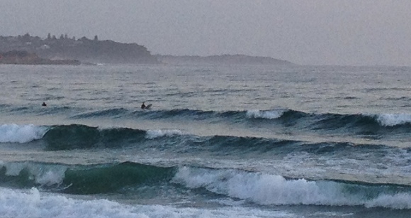 Looking north from the Manly Surf Club... a line-up of waves and headlands in the distance