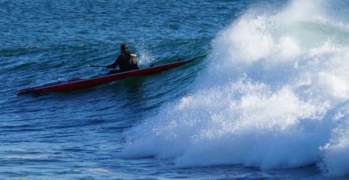 FP surfing a nice little breaker at the Bower