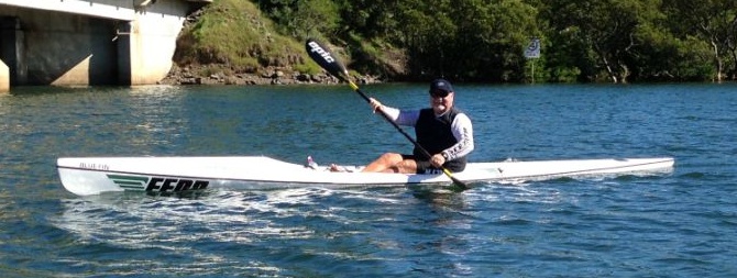 Team Fat Paddler member Mick Rees testing the Fenn Blue Fin