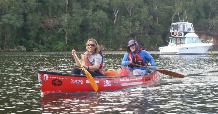 Tan and the Ninja enjoying their first time in a canoe