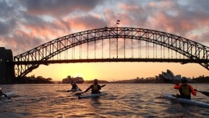 Sydney Harbour dawn as Team Fat Paddler set-off for Manly