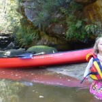Ella (aged 2.5) and the family canoe