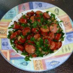 Sliced chorizo sauteed in olive oil with onion and garlic, then tossed with fresh continental parsley